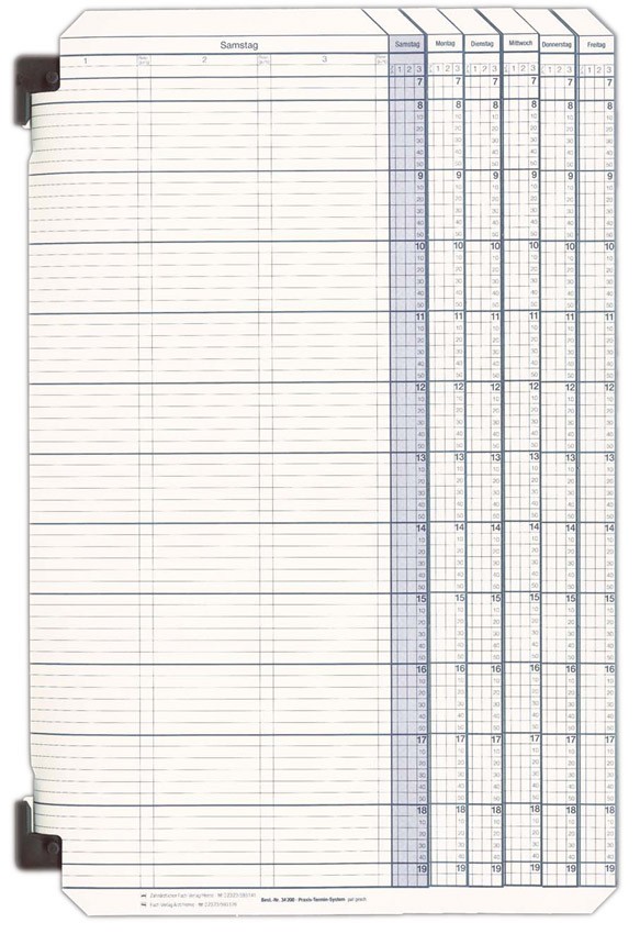 49342002t2QM3M9RShvAB Termineinheit (System Breit), 3 Spalten, 7:40-19:00 Uhr