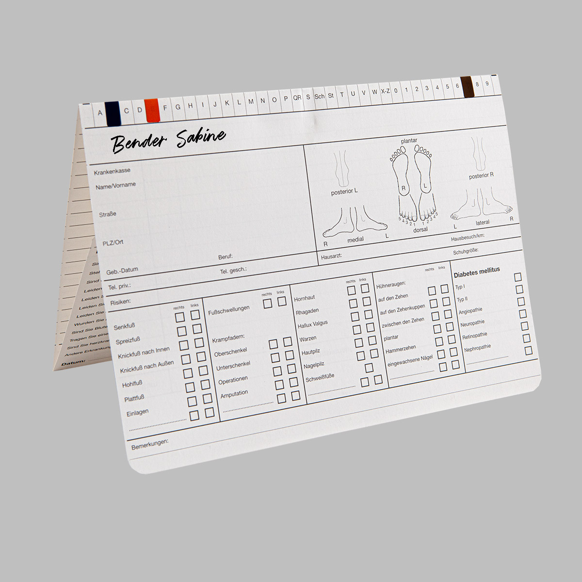 Karteikarte Podologie DIN A5 quer - Dreifachkarte (1) Karteikarte Podologie DIN A5 quer - Dreifachkarte (1)