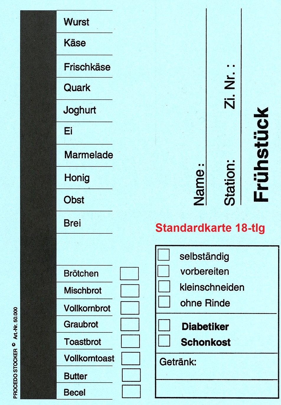Menükarten Standard