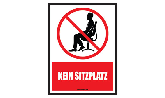 Warnaufkleber "Kein Sitzplatz"