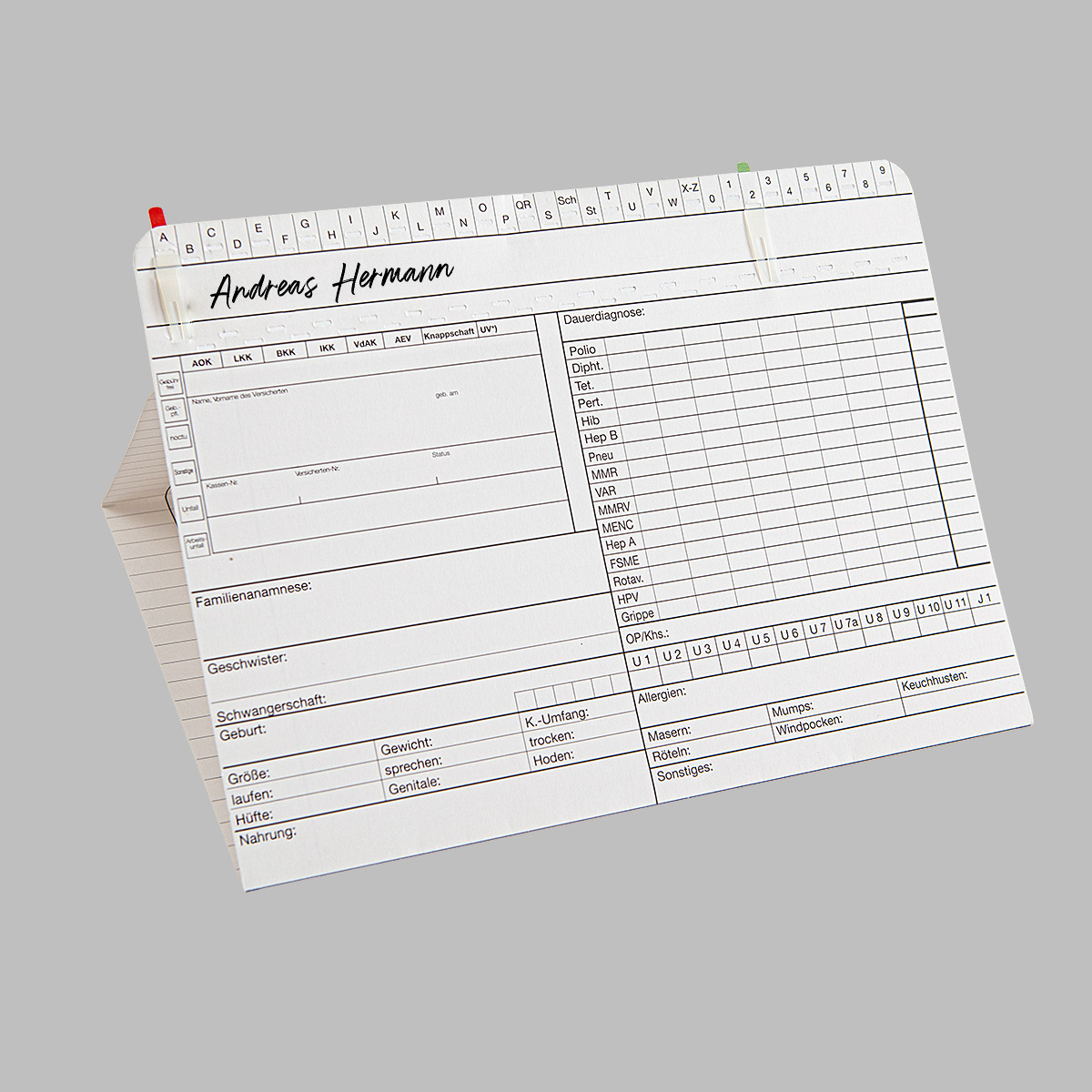 Karteikarte Kinderarzt DIN A5 quer - Dreifachkarte Karteikarte Kinderarzt DIN A5 quer - Dreifachkarte