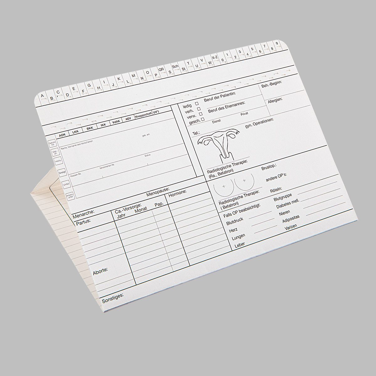 Karteikarte Gynäkologie DIN A5 quer - Dreifachkarte  Karteikarte Gynäkologie DIN A5 quer - Dreifachkarte