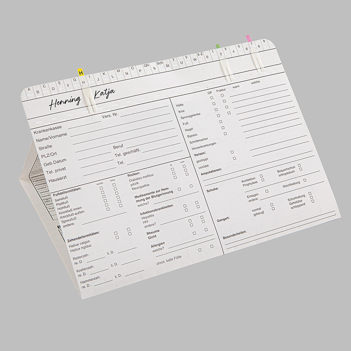 Karteikarte Podologie DIN A5 quer - Dreifachkarte Karteikarte Podologie DIN A5 quer - Dreifachkarte
