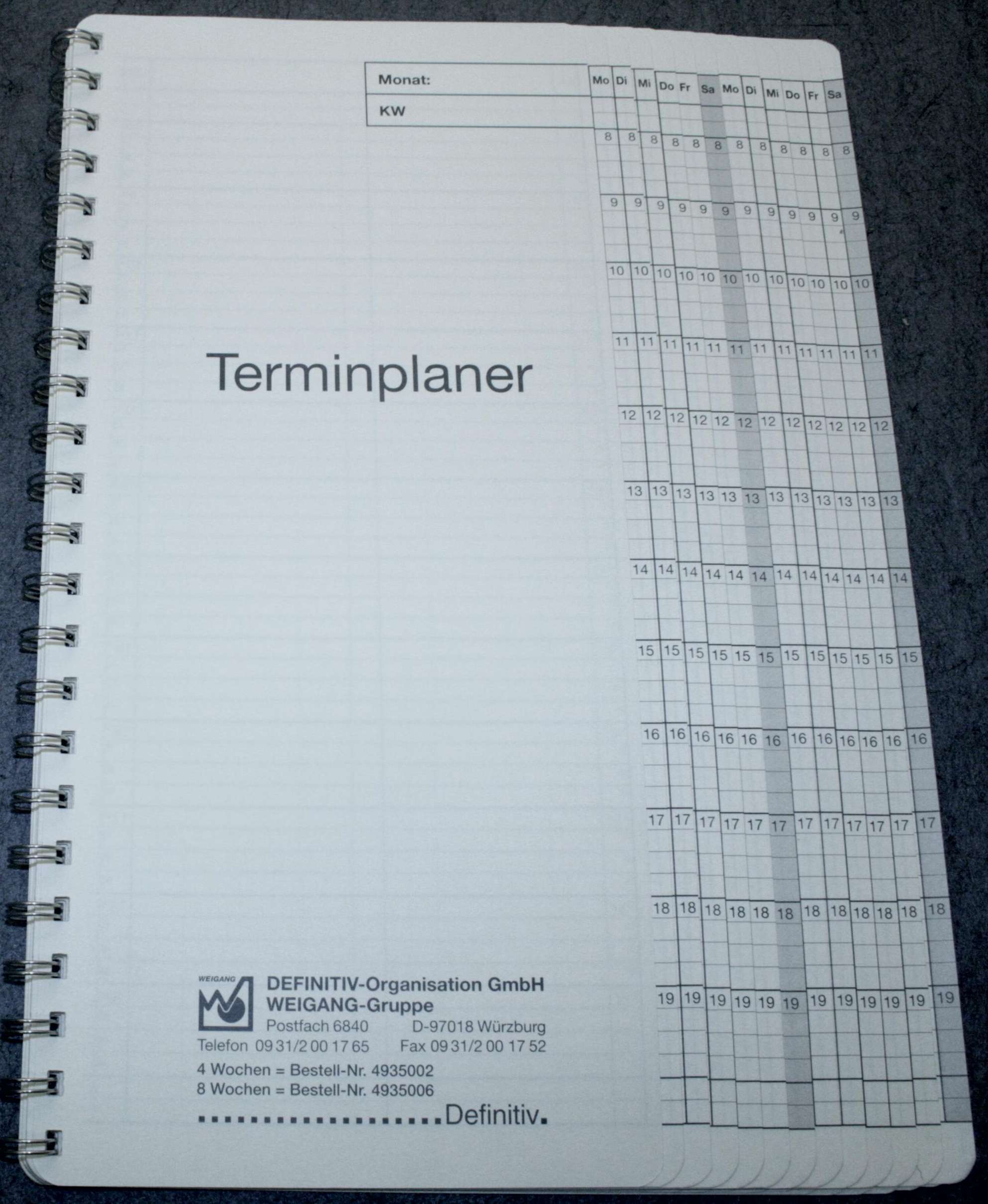 Tagesplaner, 15-Minutentakt