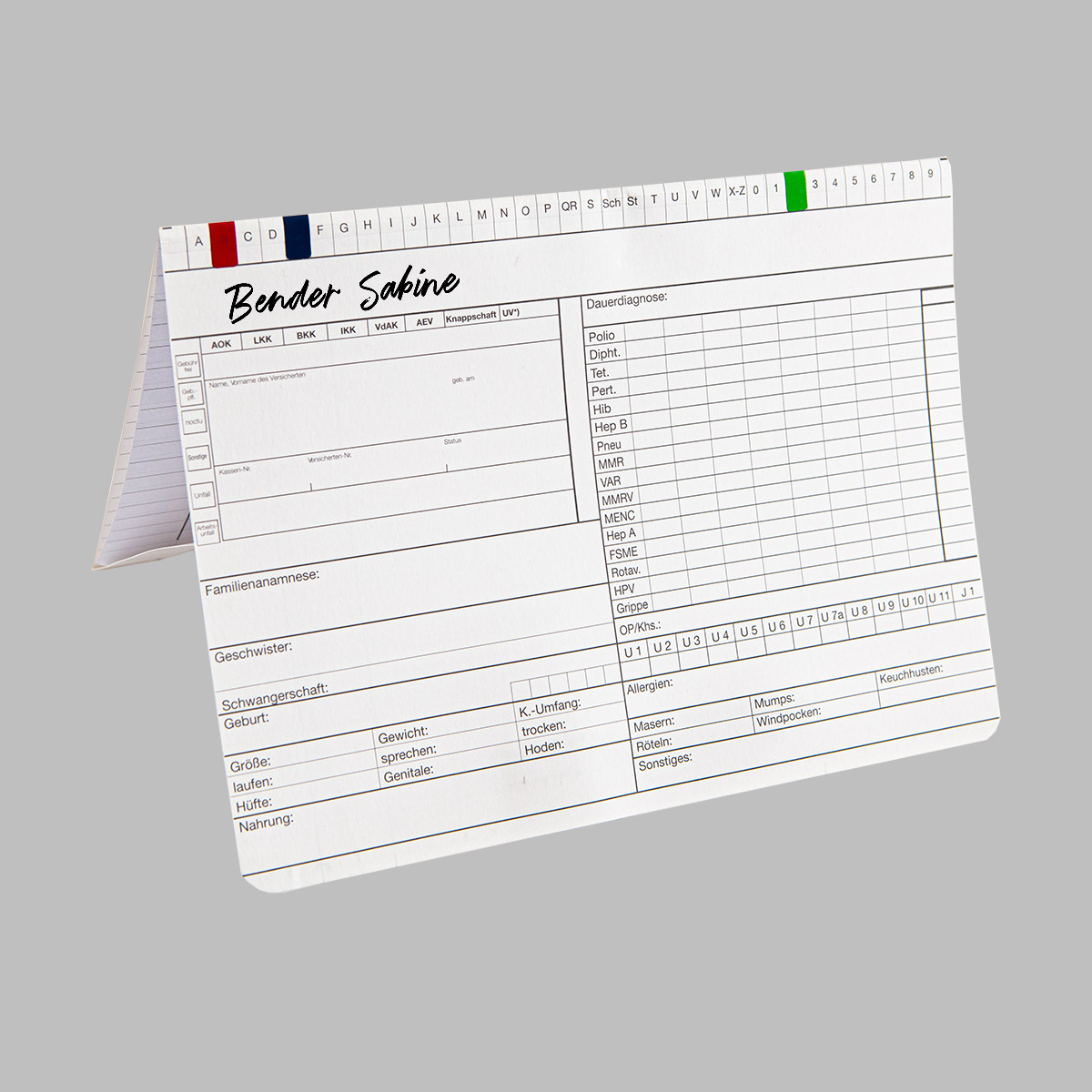 Karteikarte Kinderarzt DIN A5 quer - Dreifachkarte Karteikarte Kinderarzt DIN A5 quer - Dreifachkarte