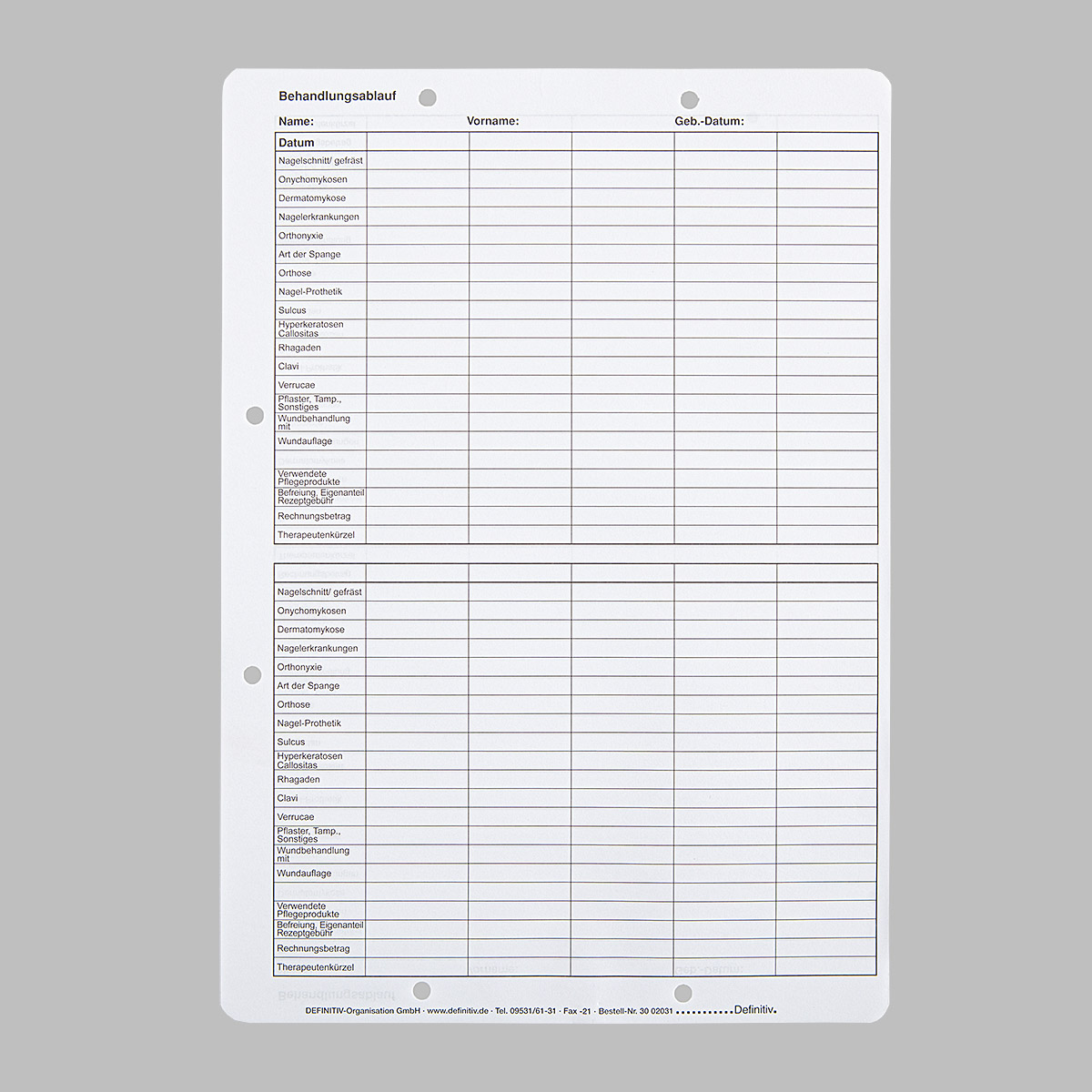 Behandlungsablaufbogen Podologie (2) Behandlungsablaufbogen Podologie (2)