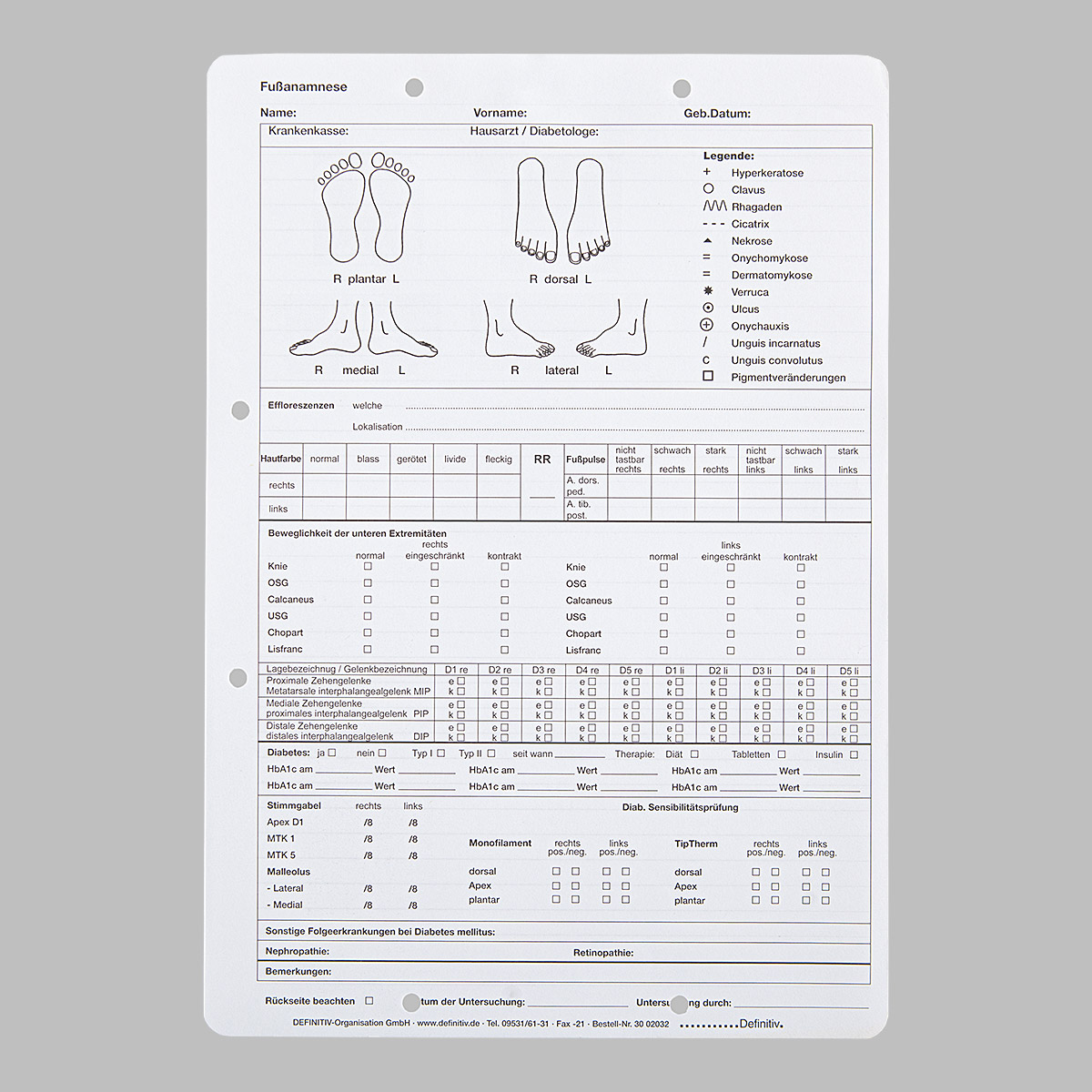 Fußanamnesebogen Podologie Fußanamnesebogen Podologie