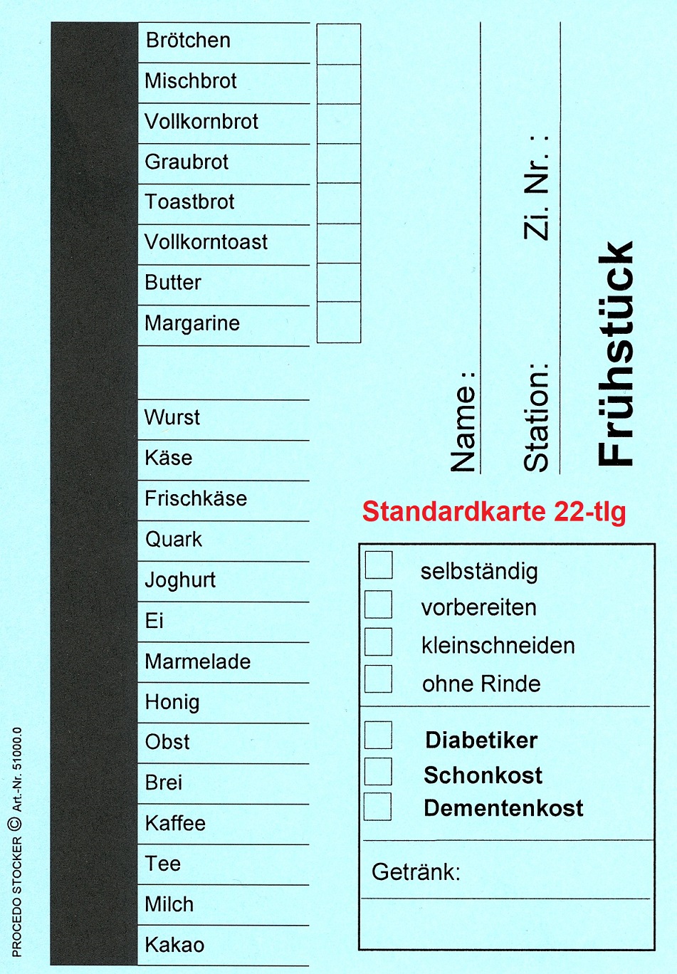 Menükarten Standard Menükarten Standard