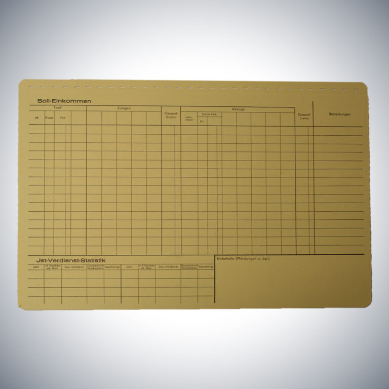 Personal Stammkarte - vorne